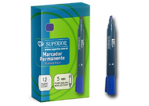 MARCADOR PERMANENTE AZUL PUNTA BISELADA 5MM